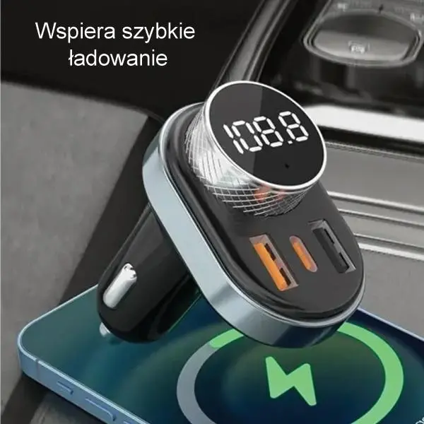 Ładowarka samochodowa Awei C-843 zestaw głośnomówiący z transmiterem FM