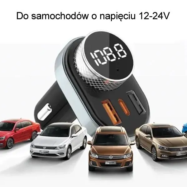 Ładowarka samochodowa Awei C-843 zestaw głośnomówiący z transmiterem FM