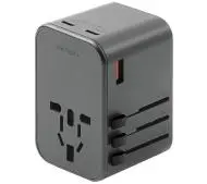 Energea 1xUSB+2xUSB-C PD-PPS-QC 3.0 65W 1A2C 4w1 US/UA/EU/UK  GaN65W Szary