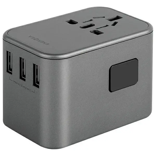 Ładowarka sieciowa Energea 3xUSB+2xUSB-C PD-PPS-QC 3.0 35.5W 3A2C 4w1 US/UA/EU/UK Travelworld Szary