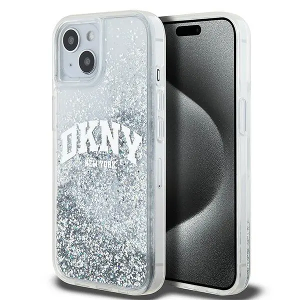 Etui DKNY Liquid Glitter Big Logo do iPhone 15 Biały