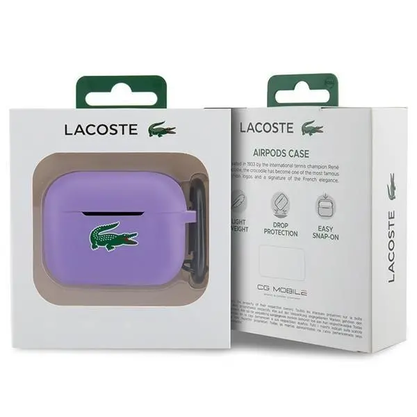 Etui na słuchawki Lacoste LCAP2SLOU Cover Silicone Croc Logo do AirPods Pro 2 (2022/2023) Fioletowy