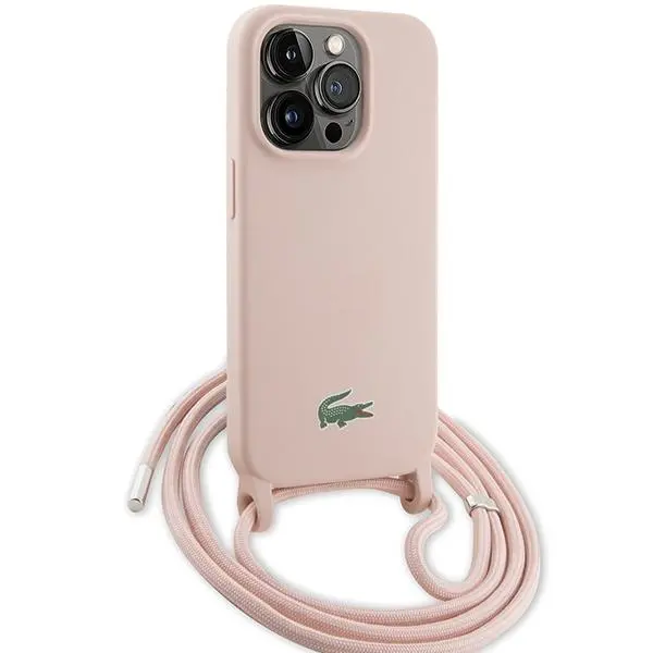 Etui Lacoste LCHCP15XSCCRLP Hardcase Silicone Cord do iPhone 15 Pro Max Jasnoróżowy