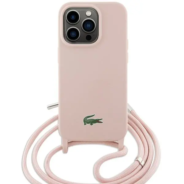 Etui Lacoste LCHCP15XSCCRLP Hardcase Silicone Cord do iPhone 15 Pro Max Jasnoróżowy