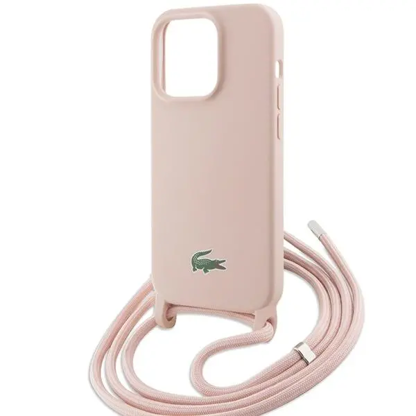 Etui Lacoste LCHCP15XSCCRLP Hardcase Silicone Cord do iPhone 15 Pro Max Jasnoróżowy