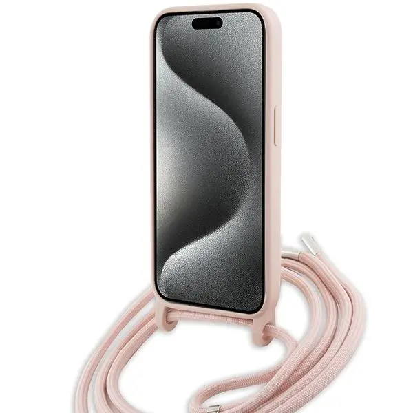 Etui Lacoste LCHCP15XSCCRLP Hardcase Silicone Cord do iPhone 15 Pro Max Jasnoróżowy