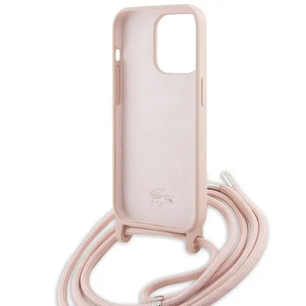 Etui Lacoste LCHCP15XSCCRLP Hardcase Silicone Cord do iPhone 15 Pro Max Jasnoróżowy
