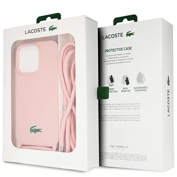 Etui Lacoste LCHCP15XSCCRLP Hardcase Silicone Cord do iPhone 15 Pro Max Jasnoróżowy