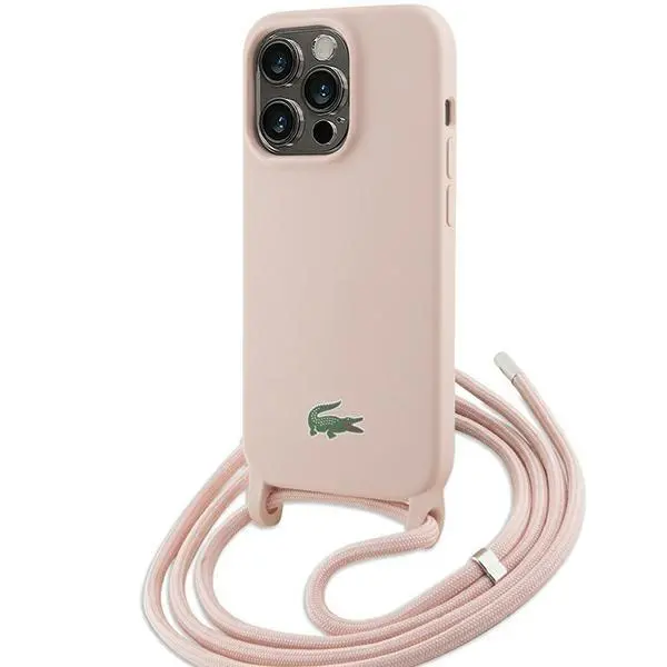 Etui Lacoste LCHCP15XSCCRLP Hardcase Silicone Cord do iPhone 15 Pro Max Jasnoróżowy