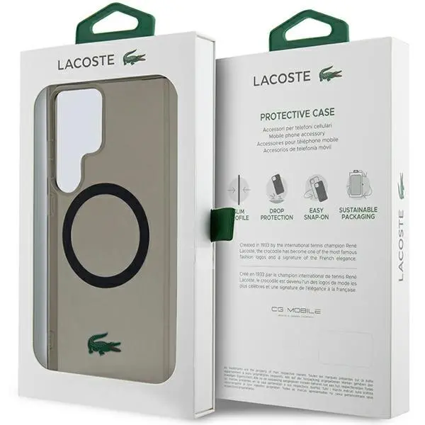 Etui Lacoste LCHMS24LULOK Hardcase Transparent MagSafe do Samsung Galaxy S24 Ultra Czarny