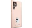 Etui Karl Lagerfeld Silicone Choupette Metal Pin do Samsung Galaxy S24 Ultra Rózowy