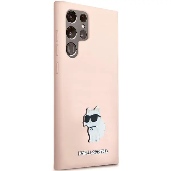 Etui Karl Lagerfeld Silicone Choupette Metal Pin do Samsung Galaxy S24 Ultra Rózowy