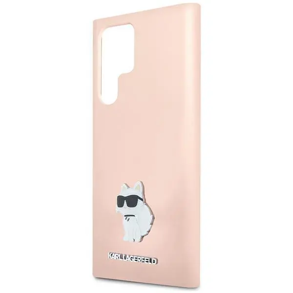 Etui Karl Lagerfeld Silicone Choupette Metal Pin do Samsung Galaxy S24 Ultra Rózowy