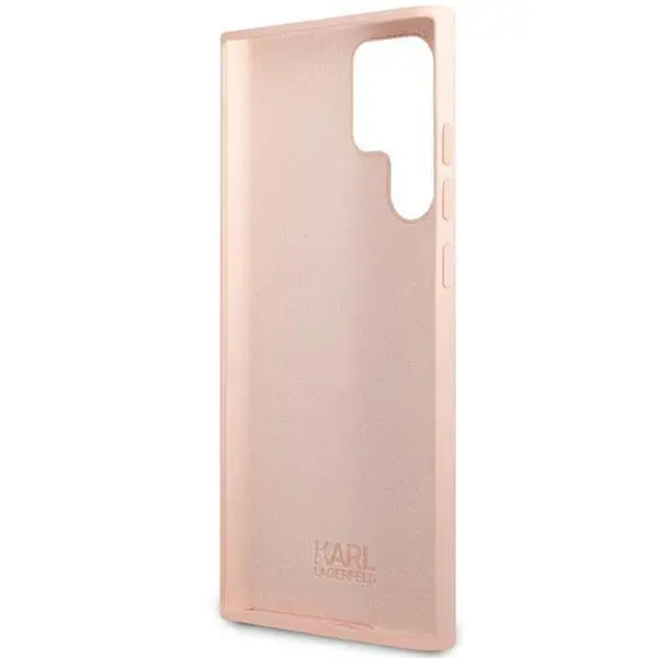 Etui Karl Lagerfeld Silicone Choupette Metal Pin do Samsung Galaxy S24 Ultra Rózowy