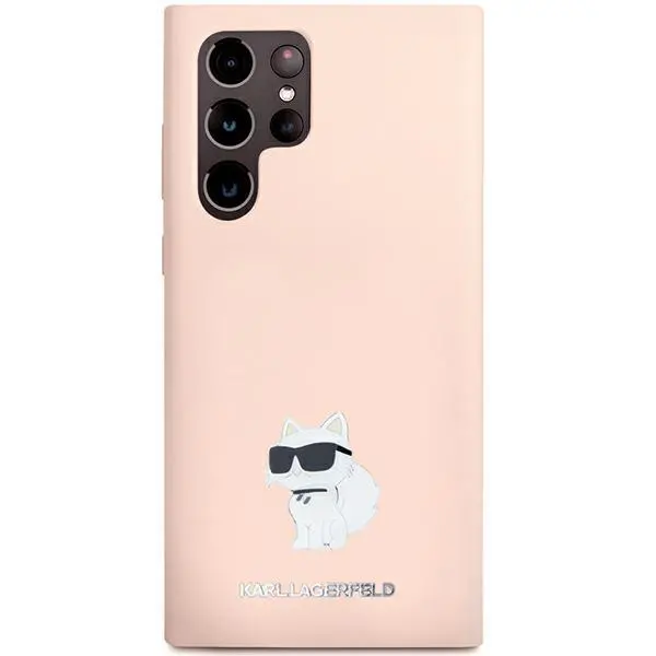 Etui Karl Lagerfeld Silicone Choupette Metal Pin do Samsung Galaxy S24 Ultra Rózowy