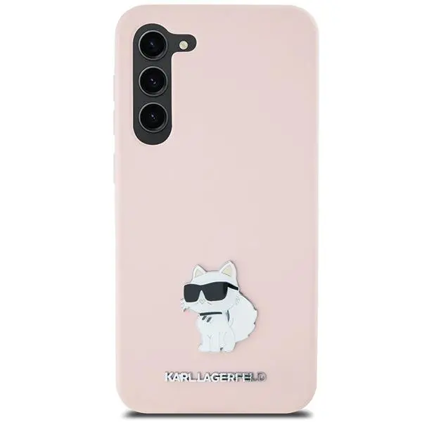 Etui Karl Lagerfeld Silicone Choupette Metal Pin do Samsung Galaxy S24 Różowy