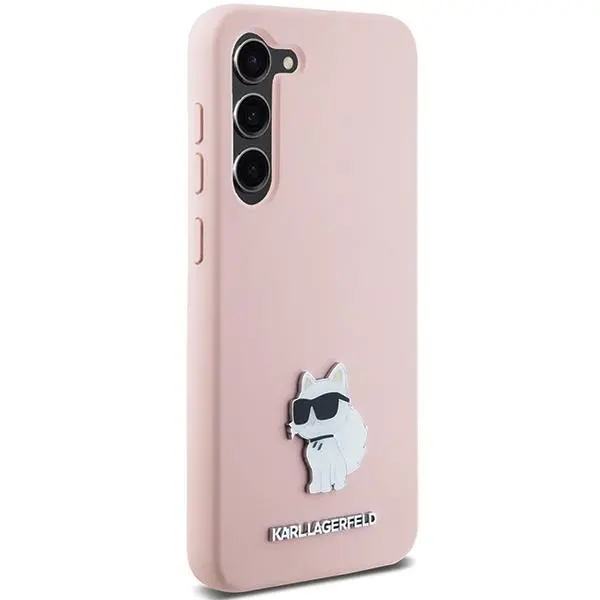 Etui Karl Lagerfeld Silicone Choupette Metal Pin do Samsung Galaxy S24 Różowy