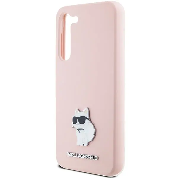 Etui Karl Lagerfeld Silicone Choupette Metal Pin do Samsung Galaxy S24 Różowy