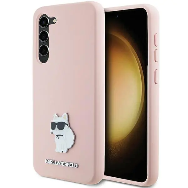 Etui Karl Lagerfeld Silicone Choupette Metal Pin do Samsung Galaxy S24 Różowy