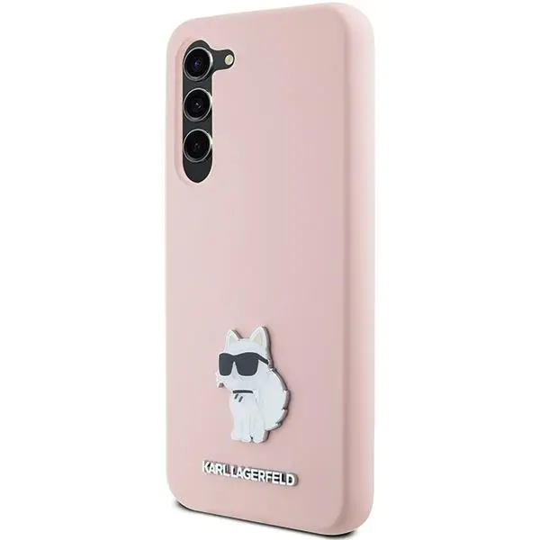 Etui Karl Lagerfeld Silicone Choupette Metal Pin do Samsung Galaxy S24 Różowy