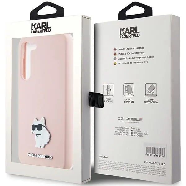 Etui Karl Lagerfeld Silicone Choupette Metal Pin do Samsung Galaxy S24 Różowy