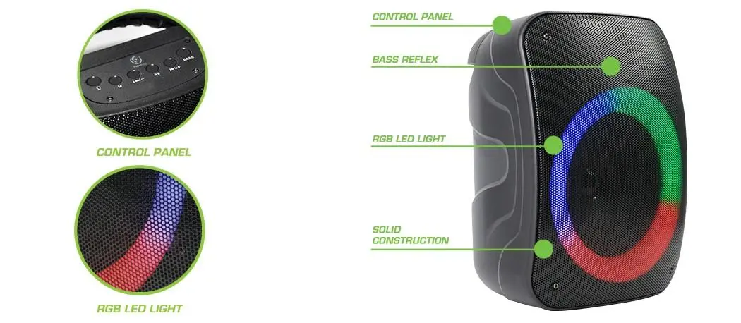 Głośnik Bluetooth Rebeltec Stage 300 35W Radio FM Czarny