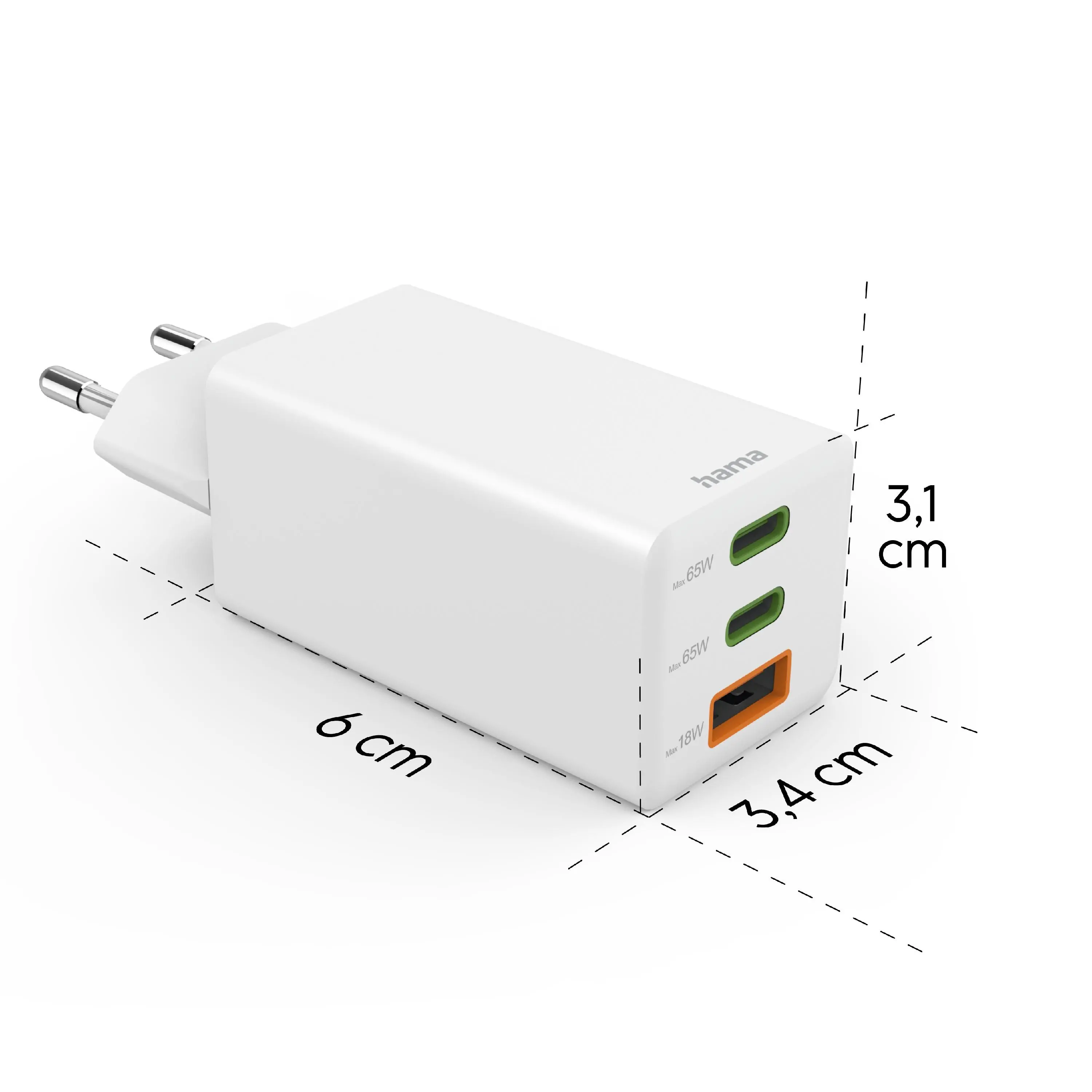 Ładowarka sieciowa Hama mini 65W GaN QC Biały