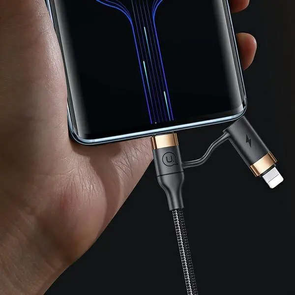 Kabel USAMS U62 2xUSB-C USB Lightning SJ483USB01 1,2m Czarny