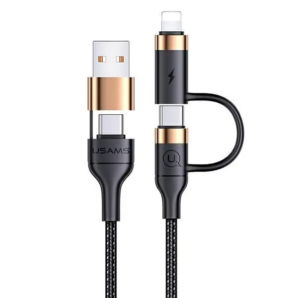 Kabel USAMS U62 2xUSB-C USB Lightning SJ483USB01 1,2m Czarny
