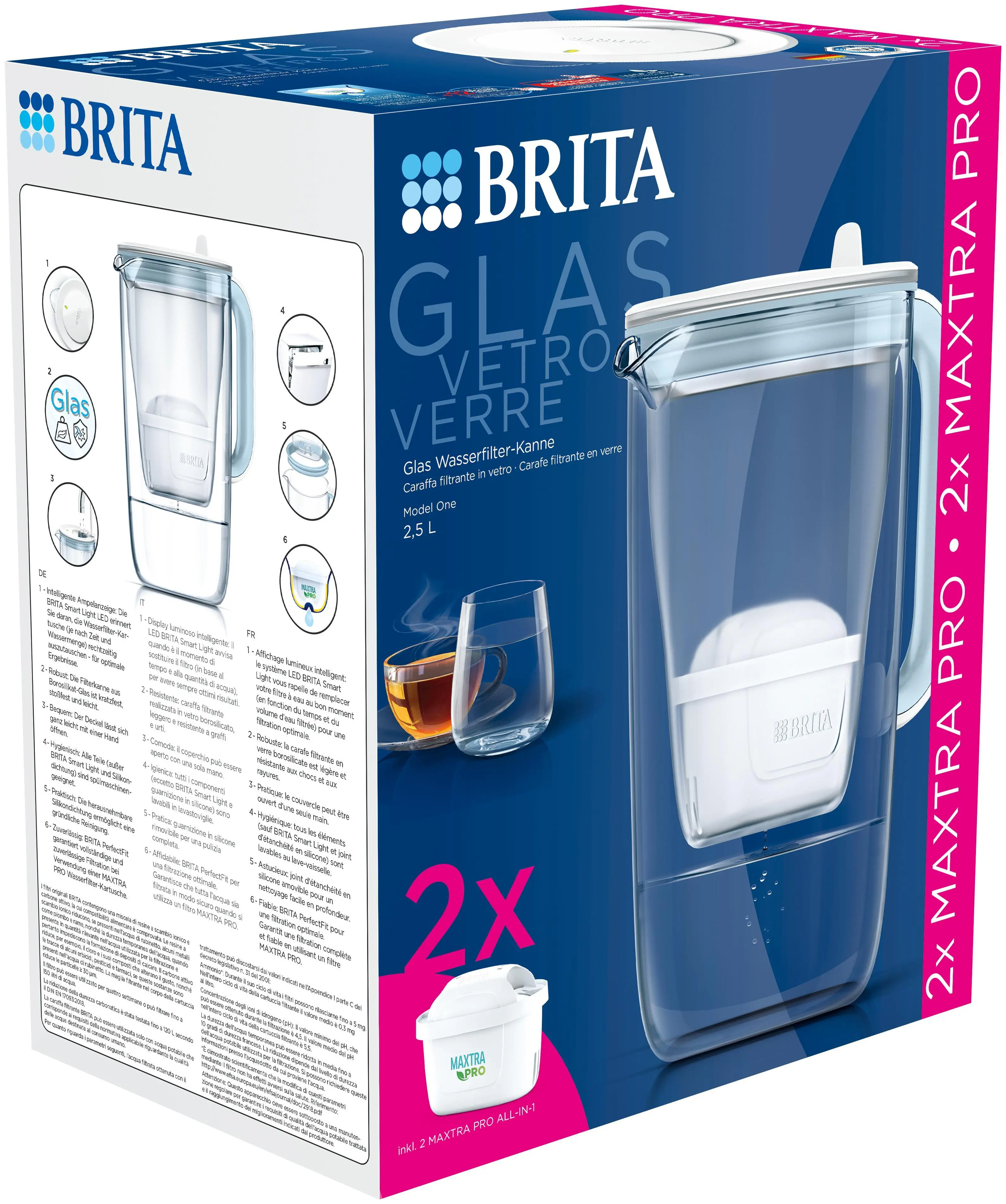 Dzbanek filtrujący Brita Glass 2,5l 2 wkłady