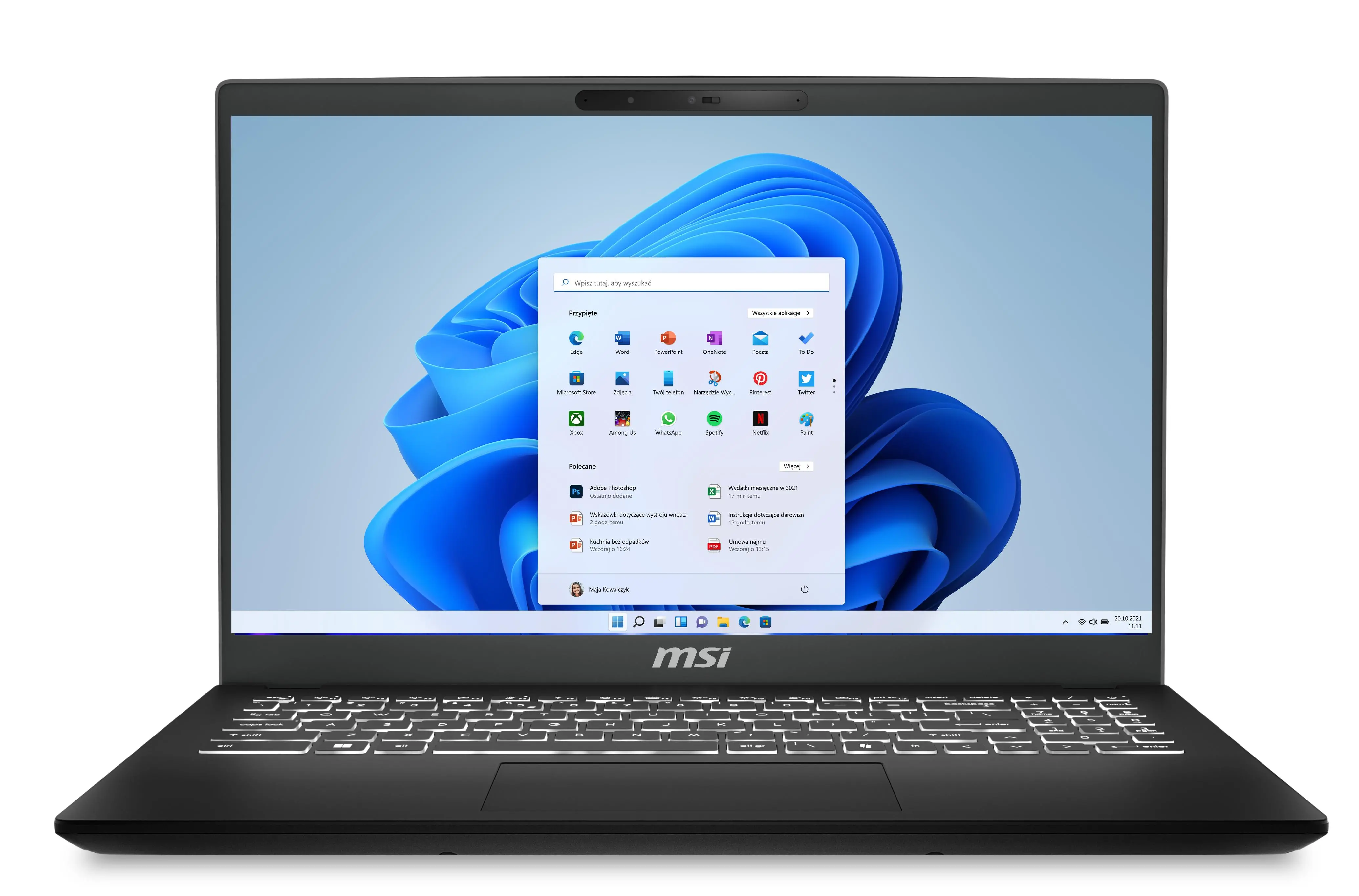 Laptop MSI Modern 15 H AI C1MG-010PL 15,6" Ultra 7 155H 16GB RAM 512GB Dysk SSD Win11 Czarny Funkcje AI