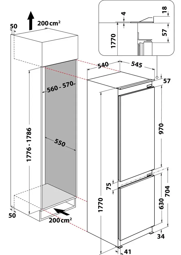 Lodówka Whirlpool WHC18 T132 Pełny No Frost 177cm Komora świeżości