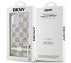Etui DKNY IML Checkered Mono Pattern & Printed Stripes MagSafe do iPhone 15 Beżowy