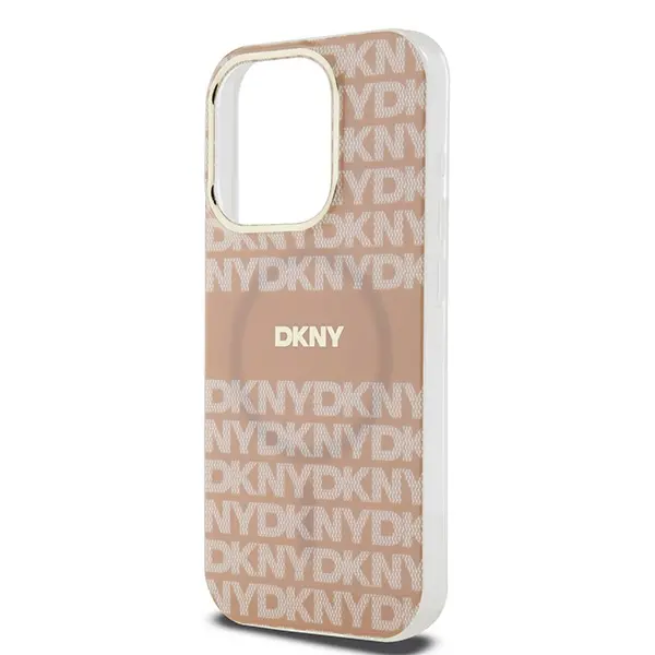 Etui DKNY IML Mono & Stripe MagSafe do iPhone 15 Pro Max Różowy