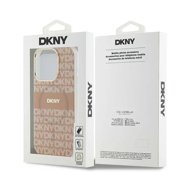 Etui DKNY IML Mono & Stripe MagSafe do iPhone 15 Pro Max Różowy