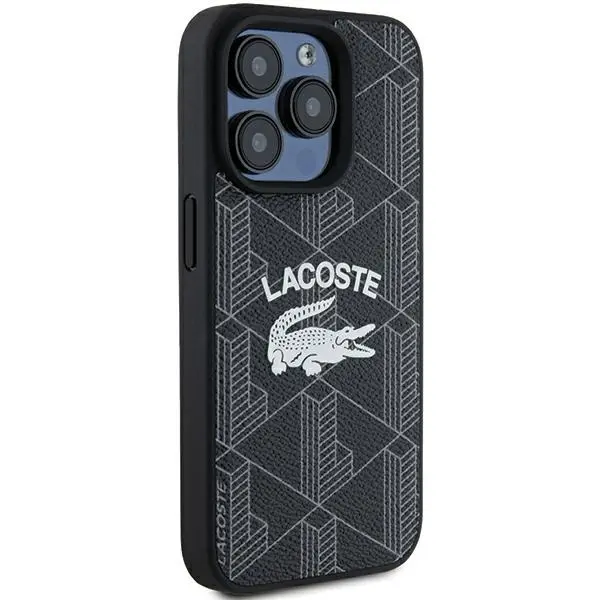 Etui Lacoste hardcase Monogram Vintage Logo MagSafe do iPhone 15 Pro Max Czarny