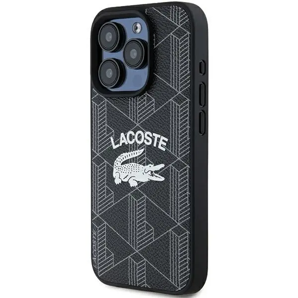 Etui Lacoste hardcase Monogram Vintage Logo MagSafe do iPhone 15 Pro Max Czarny