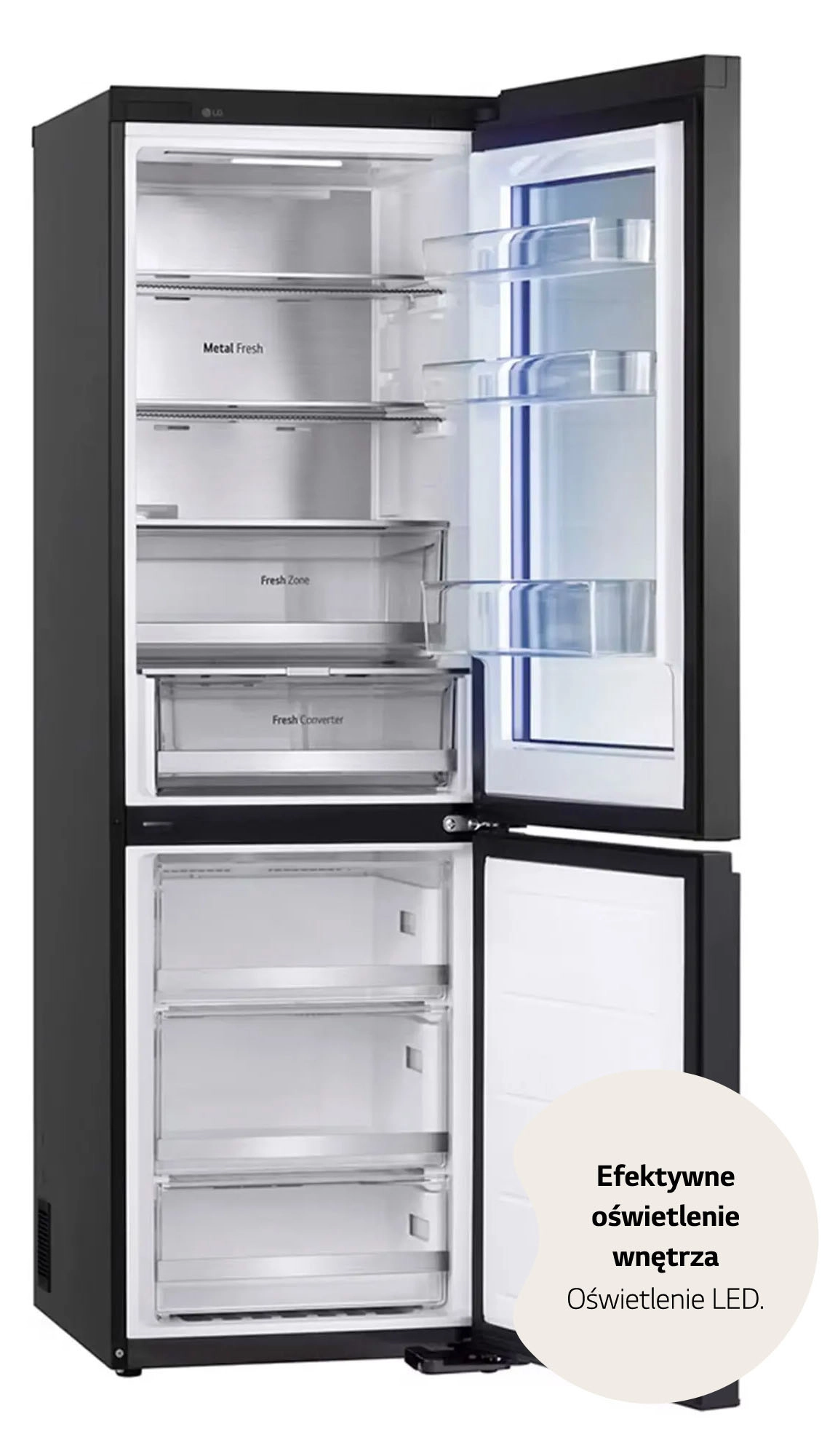 Lodówka LG InstaView GBG7190CEV Pełny No Frost 186cm Komora świeżości Zdalne sterowanie Ciemny grafit stal