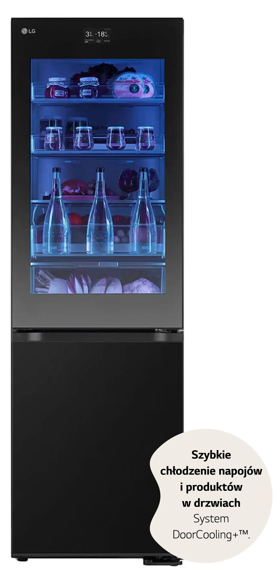 Lodówka LG InstaView GBG7190CEV Pełny No Frost 186cm Komora świeżości Zdalne sterowanie Ciemny grafit stal