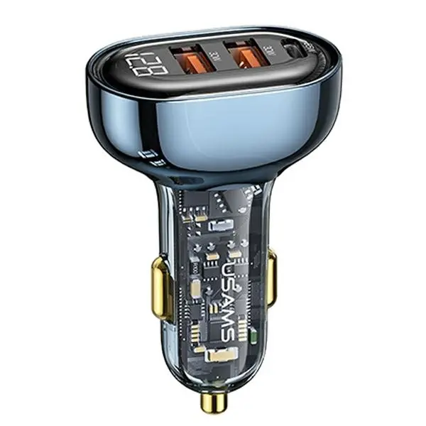 Ładowarka samochodowa USAMS CC158CC02 2XUSB+1XUSB-C 125W Niebieski