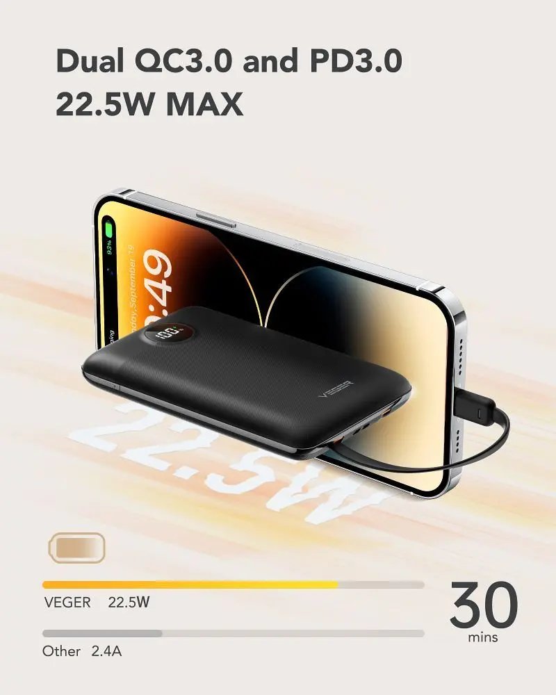 Powerbank Veger C11 Best 10000mAh PD 22.5W Czarny