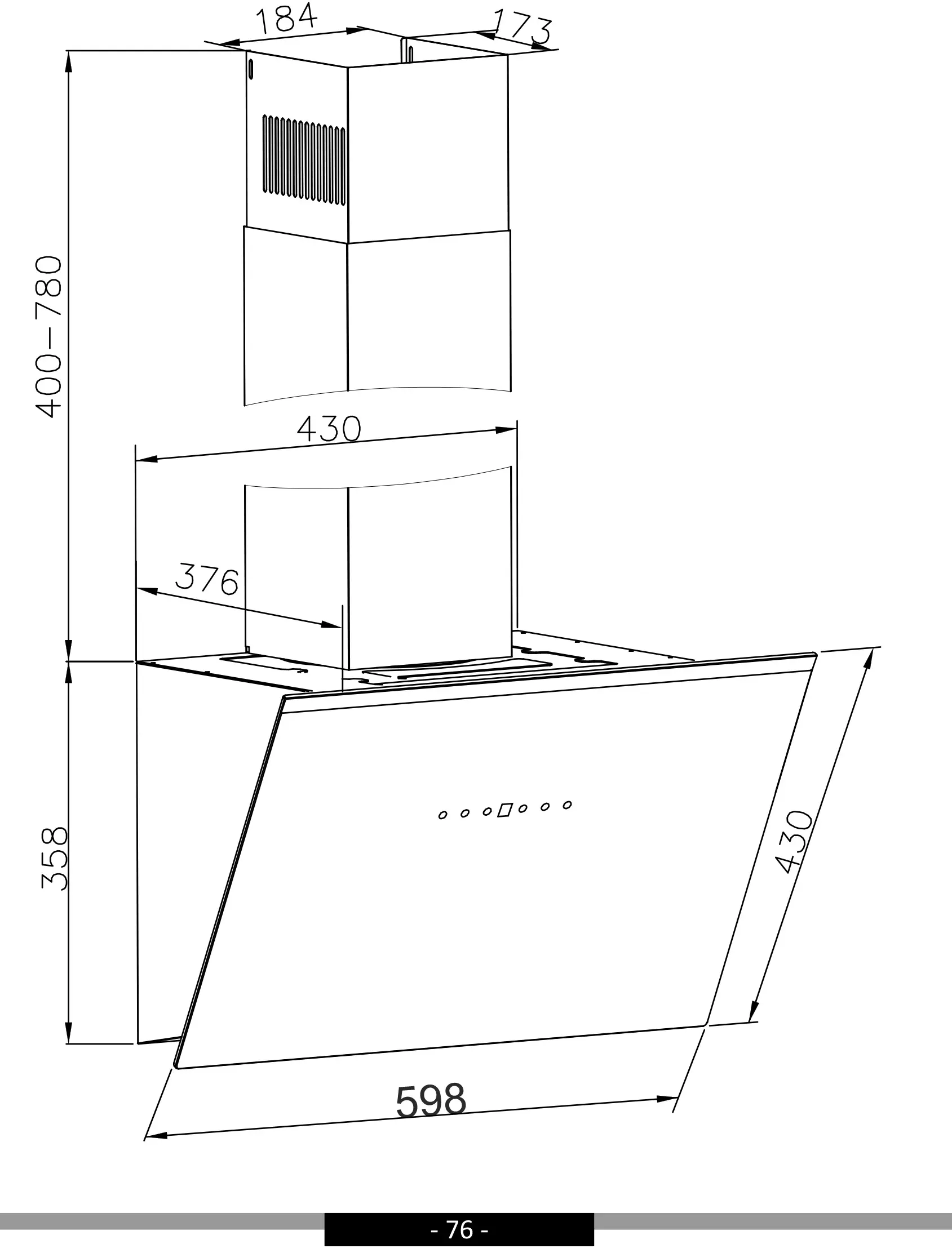 Okap Amica OKP6541S Czarny