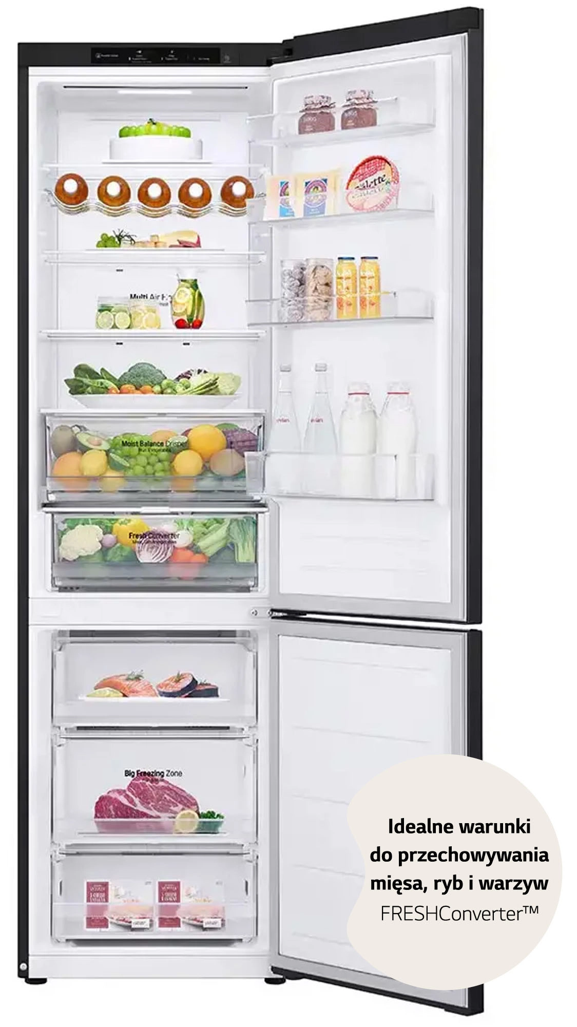 Lodówka LG GBV3200DEP Pełny No Frost 203cm Komora świeżości Ciemny grafit mat
