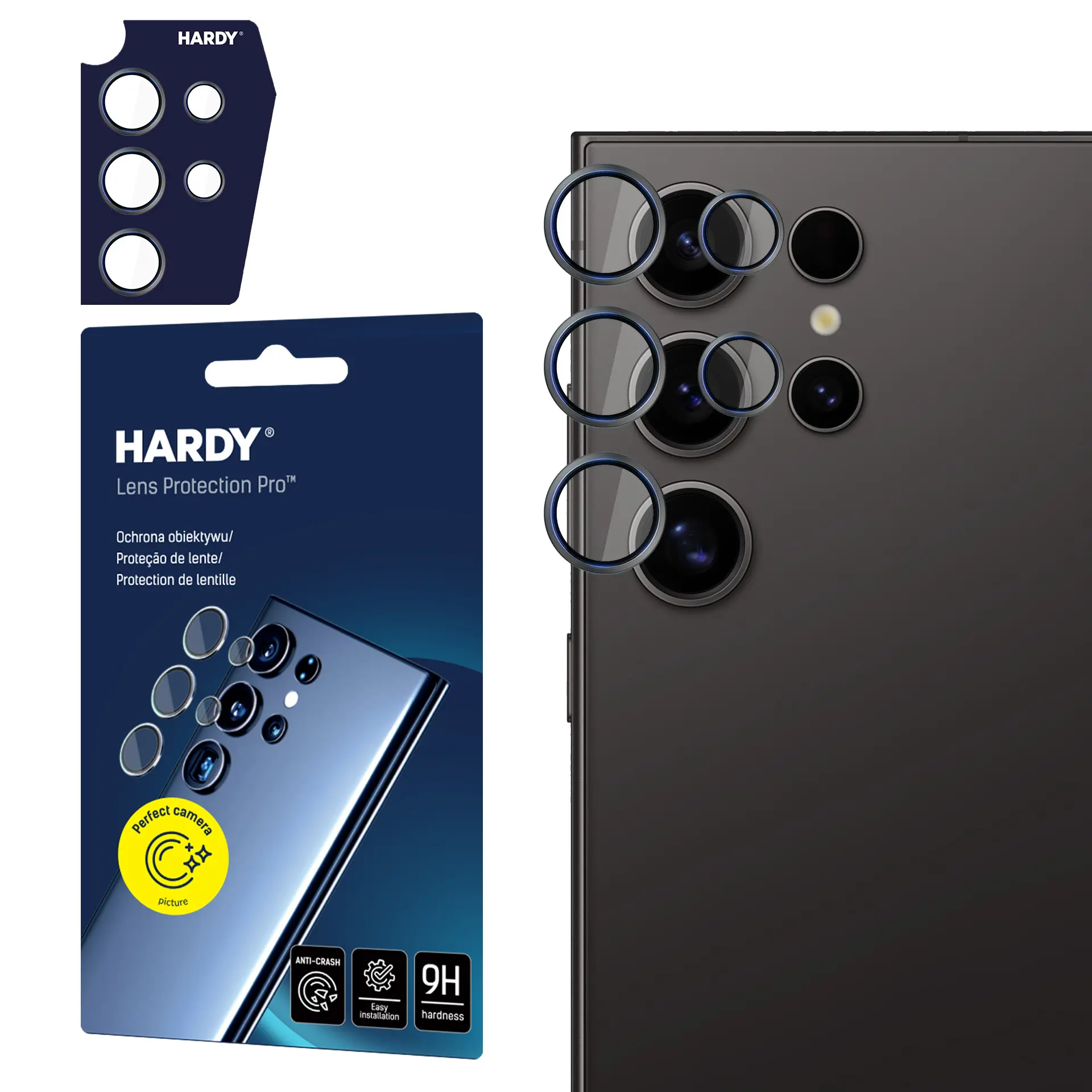 Szkło hartowane 3mk Hardy Lens Protection Pro Black na aparat Samsung Galaxy S24 Ultra