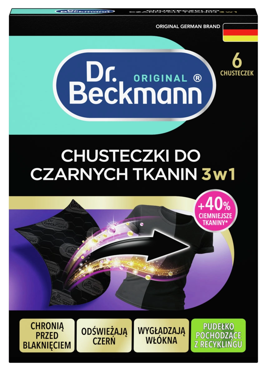 Dr. Beckmann do czarnych tkanin 3w1 6szt