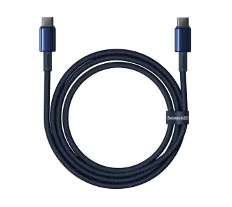 Kabel Baseus USB-C do USB-C Tungsten Gold 100W 1m Niebieski