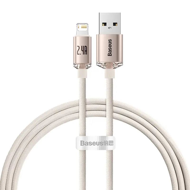 Kabel Baseus USB do Lightning Crystal Shine 2.4A 1,2m Różowy