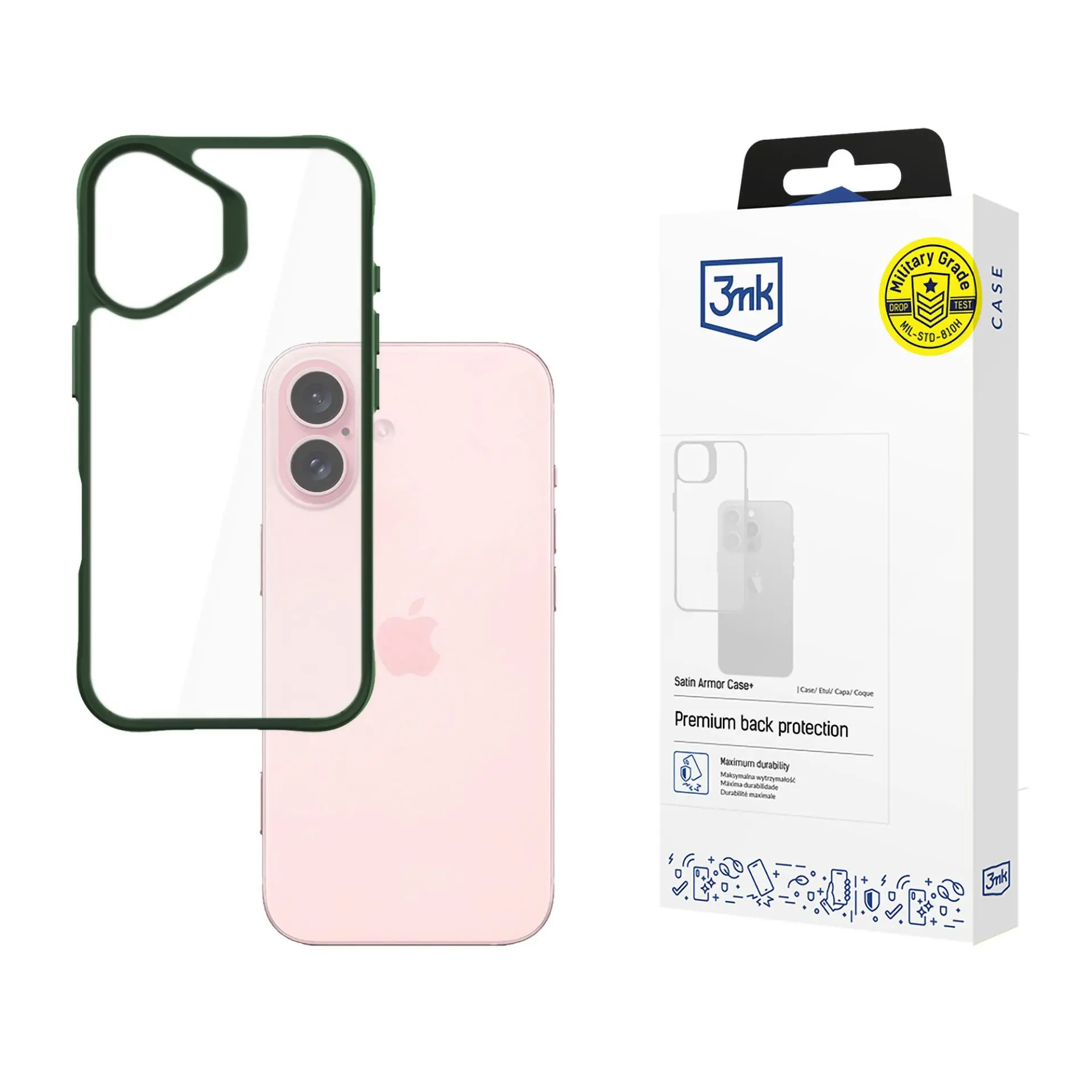 Etui 3mk Satin Armor Case+ do iPhone 16 Zielony