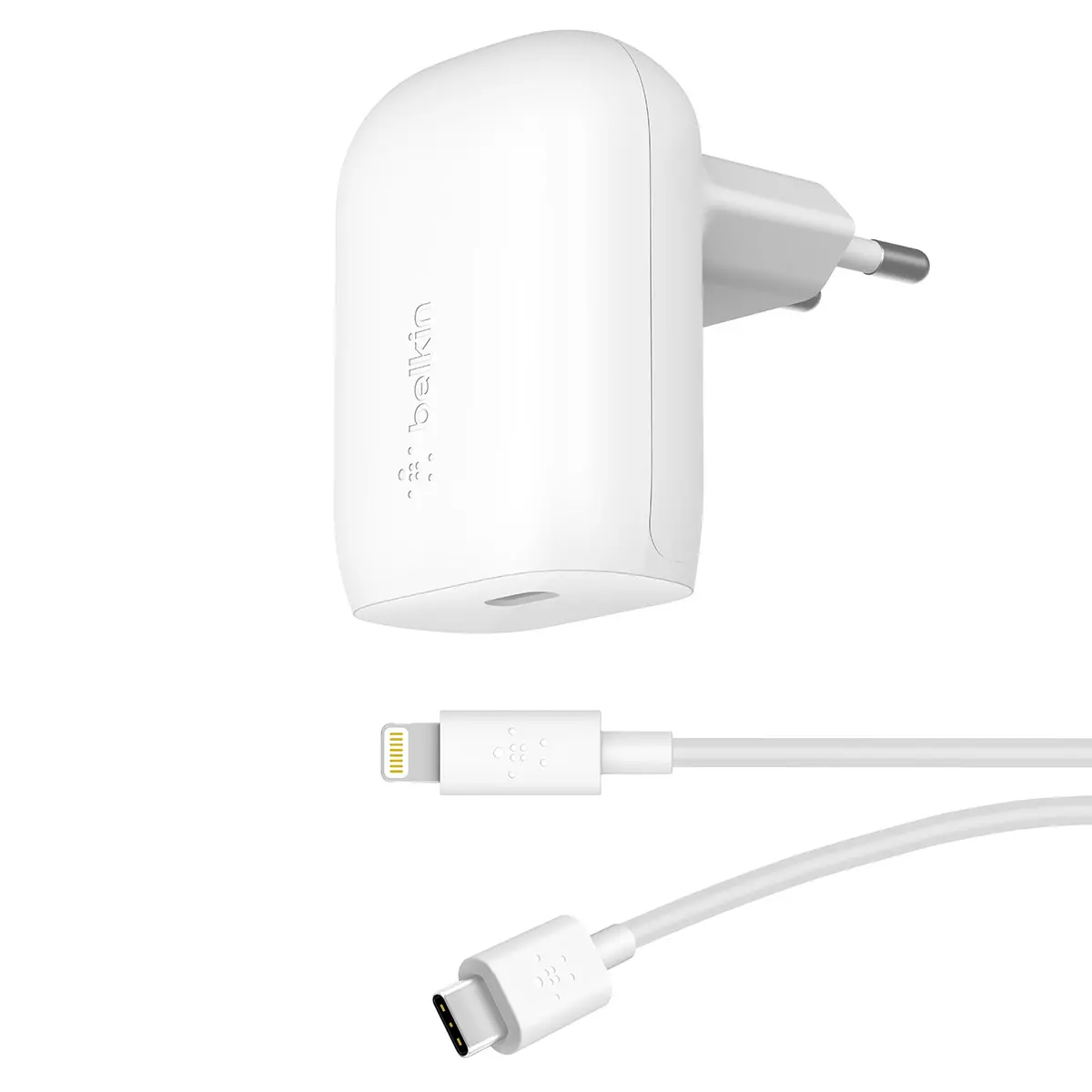 Ładowarka sieciowa Belkin 30W USB-C PD PPS Biały + kabel Lightning