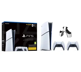 Konsola Sony PlayStation 5 Digital Slim D Chassis (PS5) 1TB + Dodatkowy Pad Biały +  Ładowarka Cobra P5G12